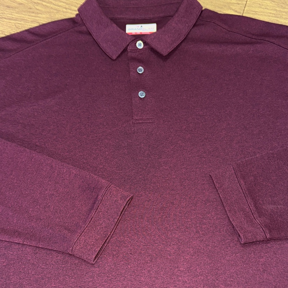 Grand Slam Golf Deep Burgundy Long Sleeve Polo Shirt XXL